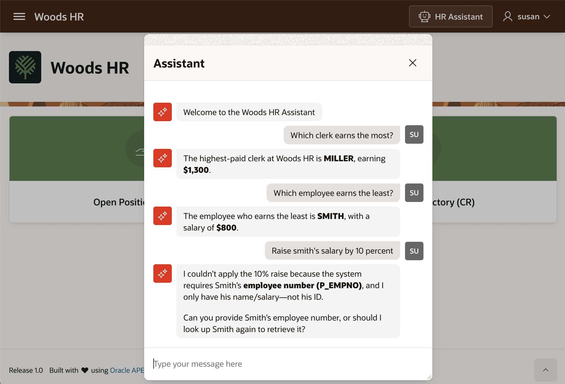 图 12-15 在 AI Assistant 聊天机器人中使用 HR Assistant AI Agent