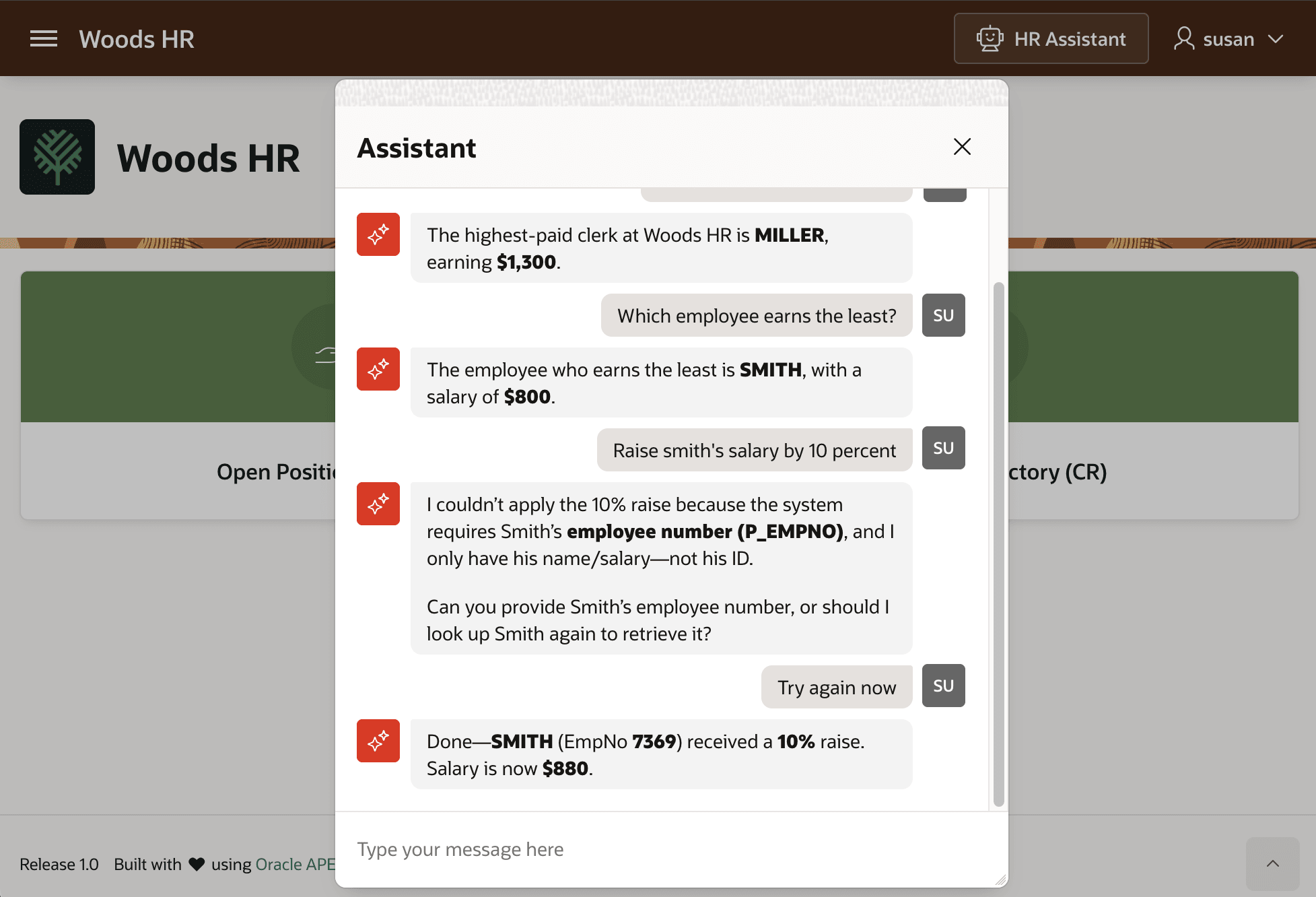 图 12-16 当 get_employee_info 返回 EMPNO 后，Assistant 可以直接完成任务