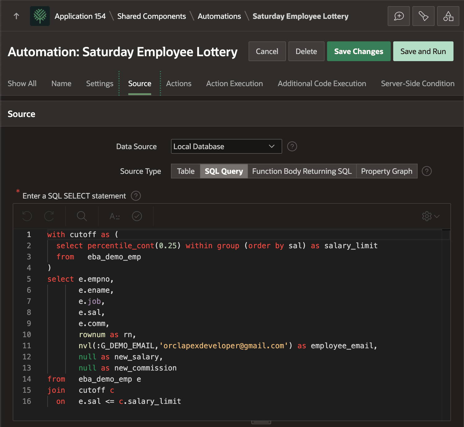 Saturday Employee Lottery 自动化的 Source Query 配置